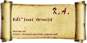 Kálnai Arnold névjegykártya